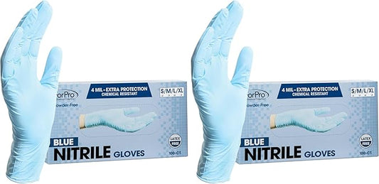 ForPro Disposable Nitrile Gloves, Chemical Resistant, Powder-Free, Latex-Free, Non-Sterile, Food Safe, 4 Mil