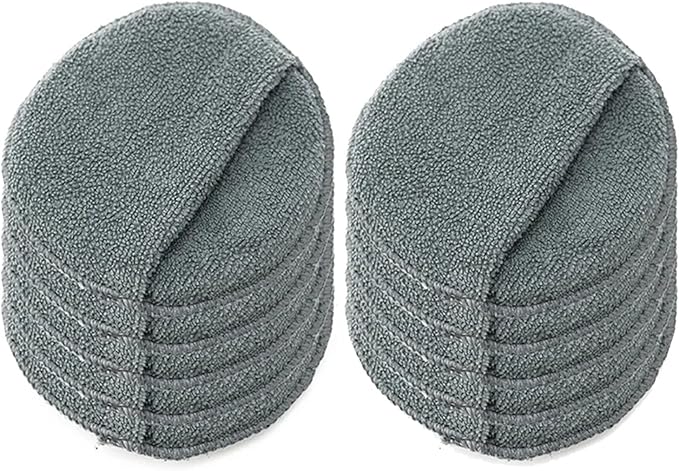 Compatible for 2/5/10Pcs 5-inches Microfiber Wax Applicator Pad Ultra Soft Car Polishing Sponge with Finger Pocket(Grey 10Pcs)