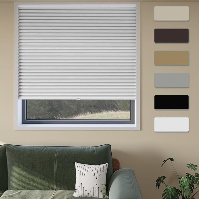 MYshade Cordless Cellular Window Shades No Tools No Drill Blackout Blinds for Indoor Windows Size 38.5" Wide X 72" Height White Room Darkening Window Blinds for Bedroom, Bathroom, Kitchen, Living Room
