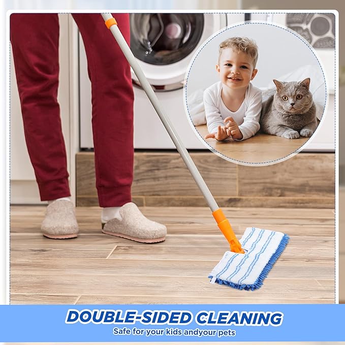 Chengu 3 Pieces Microfiber Flip Mop Refills Replacement Heads Double Sided Cleaning Pads Machine Washable Mop for Dry and Wet Kitchen Home Use