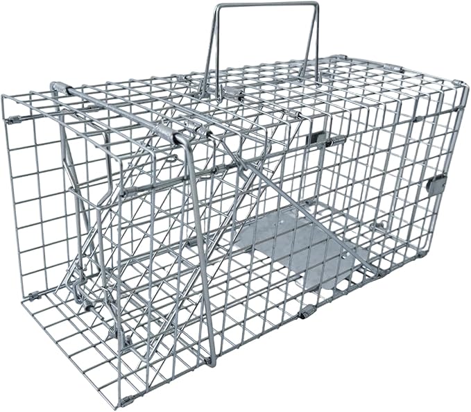 Humane Live Animal Trap for Squirrels, Chipmunks, Rats, Rabbits & Small Cats – Heavy-Duty Steel Mesh Cage for Safe Catch & Release 17.3” x 7.9” x 8.3” (Large（1pack）)