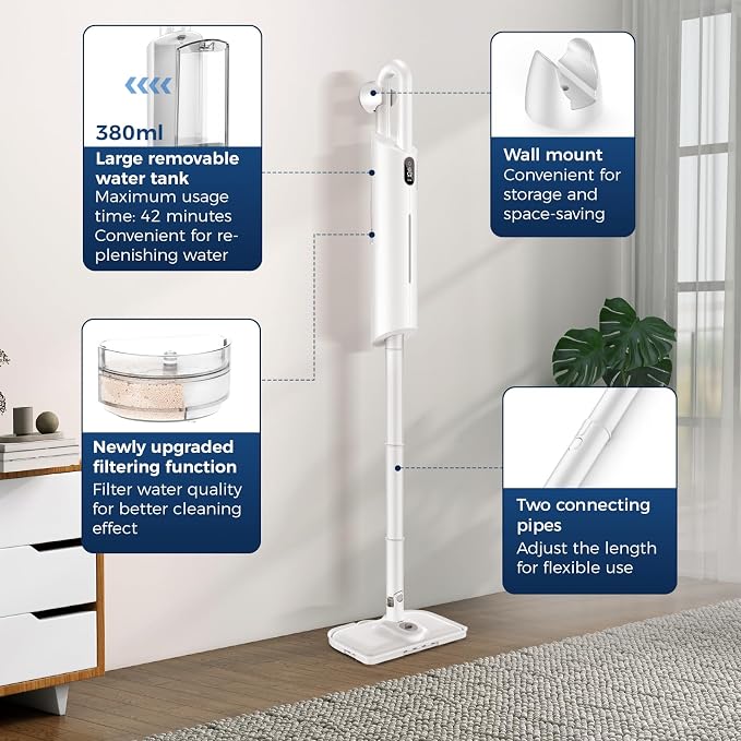 Steam Mop All-in-one for Floor Cleaning, MultiPurpose Steam Cleaner for Home with LED display screen