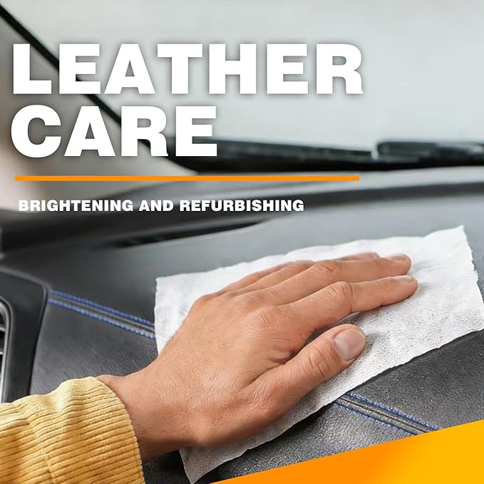 Leather Wipes, Full 80 Wipes Leather Seat Wipes for Car Interior, Steering Wheel & Furniture, Leather Couch Wipes and Conditioner - Generously Sized (4.72 X 5.51 Inch) - 2set