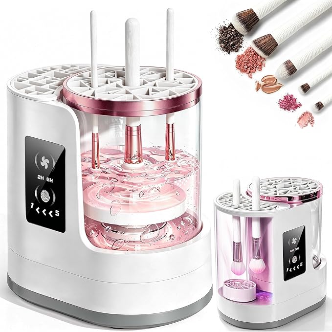 3-IN-1 Electric Makeup Brush Cleaner Machine and Dryer, SBMKK Automatic Make Up Brush Cleaner Tool, for All Size Brush Sponges Beauty Cosmetic Set