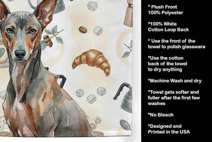 Caroline's Treasures Xoloitzcuintli Coffee Bar Kitchen Towel Velour Plush Front and Cotton Loop Back Machine Washable