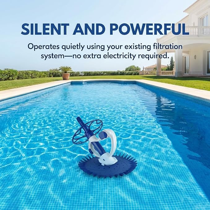 Automatic Pool Cleaner for Inground & Above Ground Pools, Powerful Suction-Side Pool Vacuum Sweeper with 33FT Hose, Efficiently Climbs Walls for Spotless Cleaning