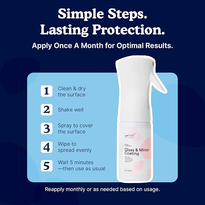 spotLESS MATERIALS Glass and Mirror Protective Coating Spray, Anti-Residue Barrier for Shower Glass, Mirrors, Windows & Bathroom Surfaces, Stain Resistant Spray, Quick Effect Coating Agent