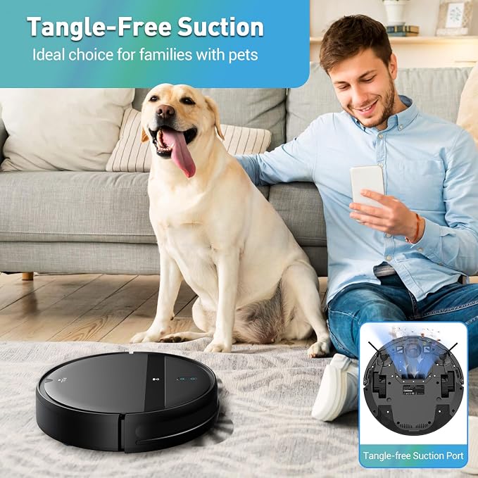 Kilgone Robot Vacuum and Mop Combo for Pet Hair & Homes - App/Voice Control, Tangle-Free Suction & Smart 3D Avoidance, Ultra-Slim & Quiet, Self-Charging for Hard Floors and Low-Pile Carpet
