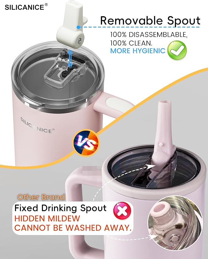 For Travel & Gym – Never Drink from a Moldy Lid Again: 40oz Hygienic Tumbler, 100% Leakproof Lid & Removable Foldable Spout. Reinforced Base, Fits Cup Holders - Gray