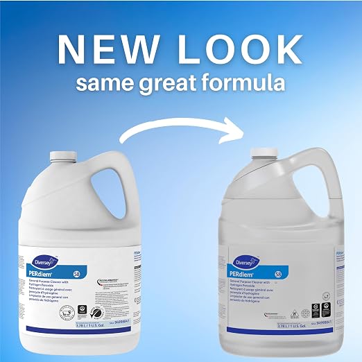 Diversey 94998841 PERdiem General Purpose Cleaner with Hydrogen Peroxide, for Floors, Bathrooms & Hard Surfaces, Liquid Concentrate, 1-Gallon (Pack of 4)
