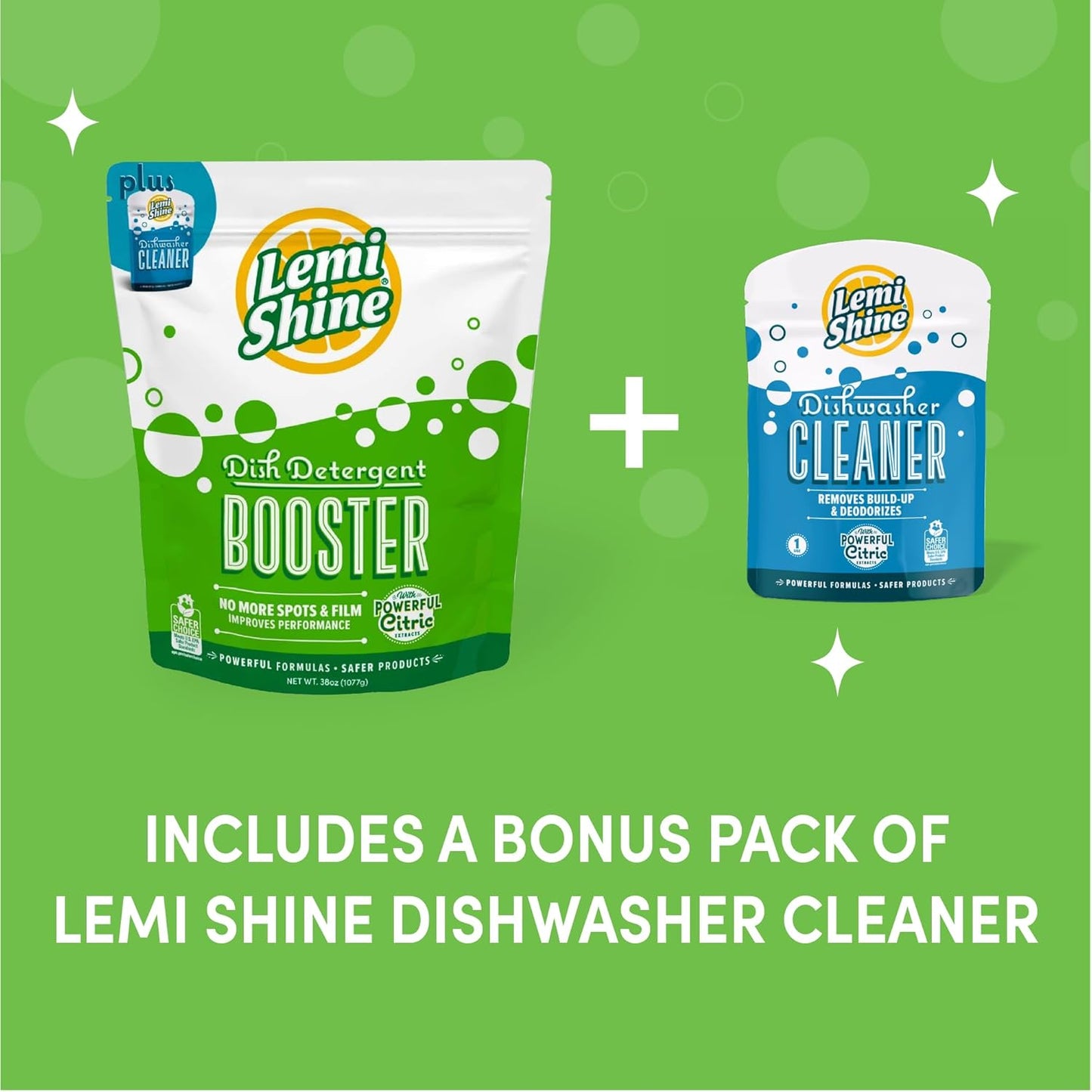 Lemi Shine Natural Dish Detergent Booster - Hard Water Stain Remover - Multi-Use Citric Acid Cleaner - 38 oz