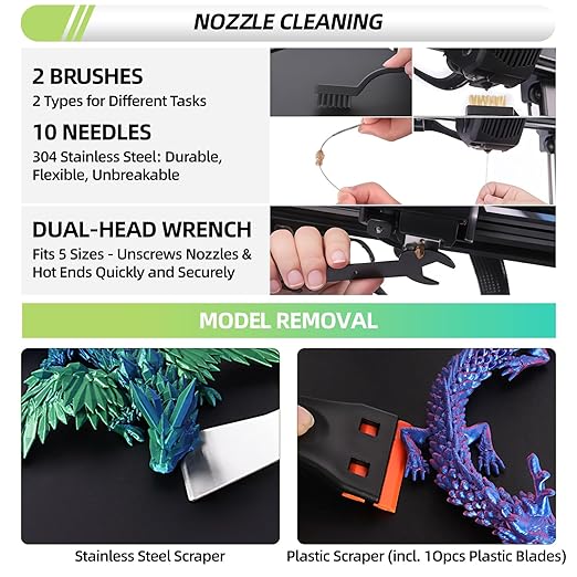 76pcs 3D Printer Tools Kit with Bag, 3D Printer Accessories includes Digital Caliper, Hygrometer, PTFE Tube Kit, Deburring Tool, Scrapers, Nozzle Cleaning, for Bambu Lab, Ender 3, FDM/SLA Printers etc