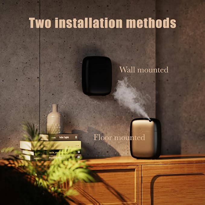 Hotel Scent Diffuser, Waterless Essential Oil Diffuser with Bluetooth Control, 400ml Capacity Aromatherapy Machine, Black, Wall Mount or Tabletop, Low Noise Operation, Covers up to 3000 Sq Ft