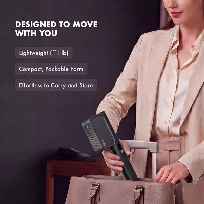 Nesugar G7 Dual Voltage Steamer for Clothes & Iron for Clothes - Mini Garment Steamer - Sleek Profile - Travel-Ready - Compact Size - Ergonomic Design - Quick Heat-Up - All-Garment Use - Black