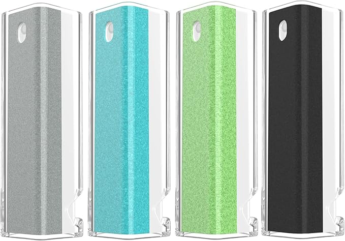 CLICK CLEAN 4PCS Screen Cleaner Bundle - Fingerprint-Proof Spray with Microfiber and Phone Stand for All Phones, Laptops and Tablets (0.5oz x 4 Pack)