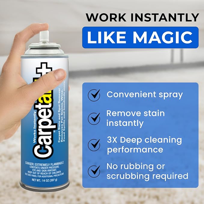 Carpet Aid Spot and Stain Remover, pH Balanced Cleaner for Carpets, Rugs, and Upholstery – Removes Oil, Grease, Ink, Coffee, Pet Urine, and Lipstick