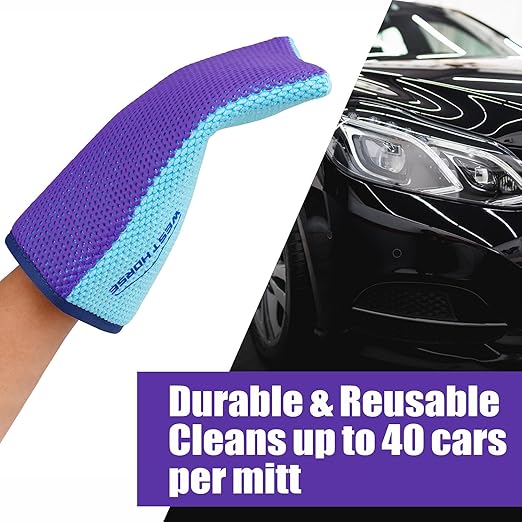 Auto Detailing Clay Mitt 2-Pack, Detailing Clay Bar Mitt for Paint, Glass, Wheels, Car Claying, Paint Prep for Wax, Polish and Sealant (8.7in. x 5.7in, Purple,2PCS)