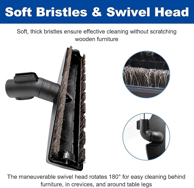 Alrens 9PCS Vacuum Cleaner Attachments for Miele Vacuums, Horsehair Floor Brush Kit for Household & Car Detailing, Compatible with Miele C1 C2 C3, S2 S4 S5 S6 S8 Series