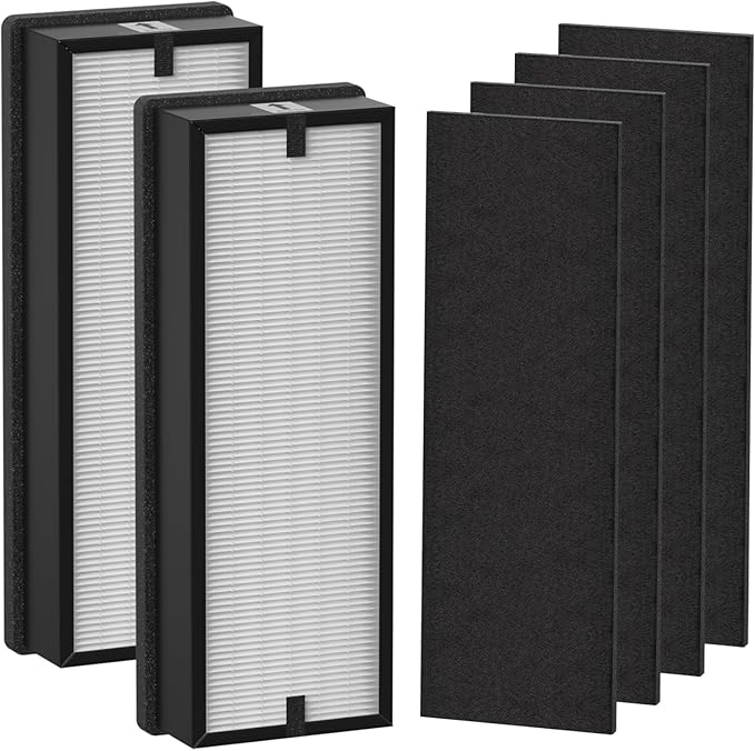 HFD300 Replacement Filter Compatible with Honeywell Air Genius 3,4,5,6 Series Air Cleaner Purifiers Models HFD300 HFD310, HFD320, HFD360, HFD314, HFD323CV1, 2 x HEPA & 4 x Activated Carbon Filter