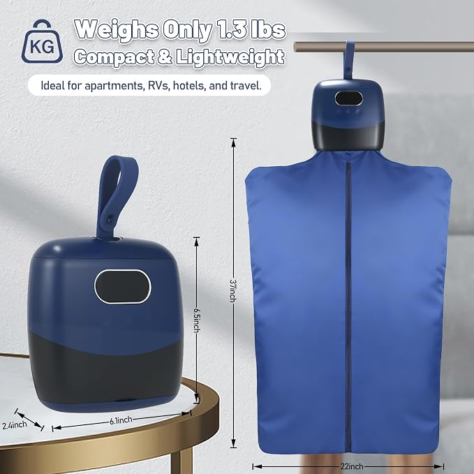 Portable Mini Clothes Dryer, Compact Foldable Electric Drying Machine with Adjustable Timer, Quiet Fast-Drying Design for Home, Apartment, RV, Travel & Dorms