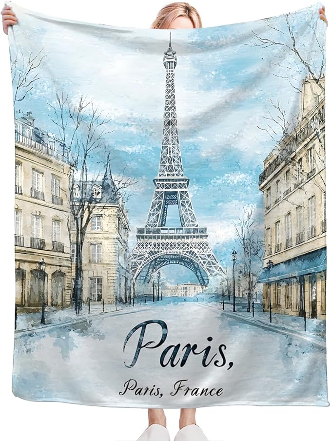 Tijuboni Paris Eiffel Tower Throw Blanket Paris Gifts for Girls Women Boys Men Adults Kids Soft Flannel Fleece Blanket for Couch Sofa Bed Home Decor 40"x50"