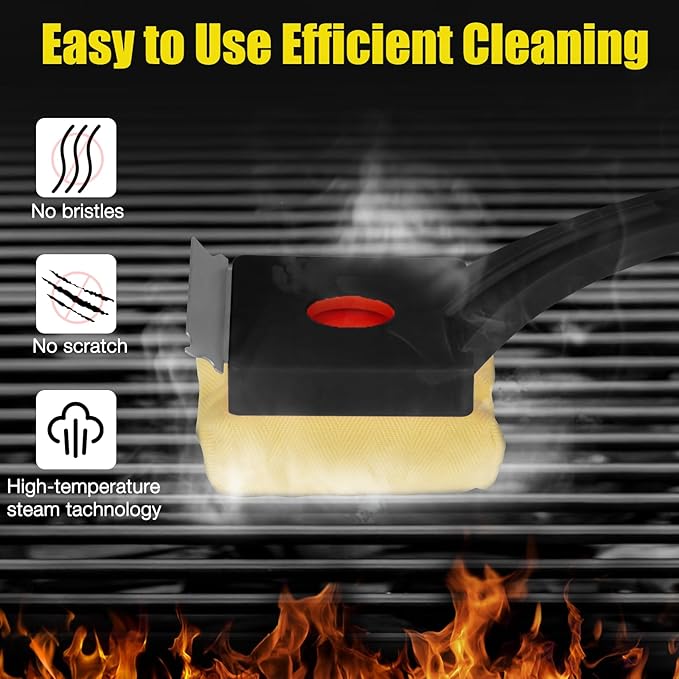 Kitwanda Grill Brush Bristle Free,Steam Cleaning Grill Brush - Safe for All Grill Types,Replaceable Head Barbecue Grill Cleaning Brush