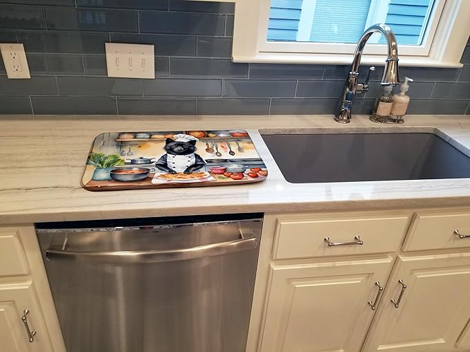 Caroline's Treasures DAC6320DDM Schipperke The Chef Dish Drying Mat Absorbent Dish Drying Mat Pad for Kitchen Counter Dish Drainer Mat for Countertop, 14 x 21", Multicolor