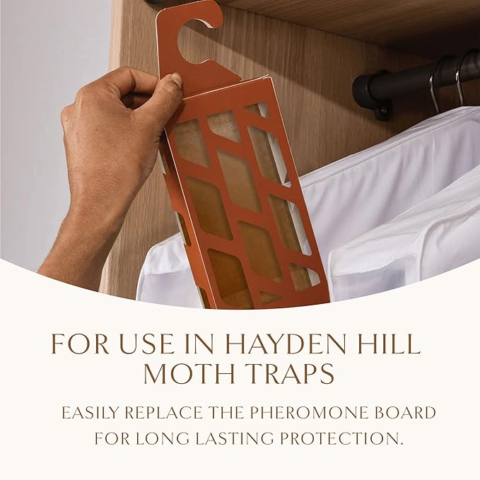 Hayden Hill Moth Traps - Refill Pack (6 Strips in Total) – Odor-Free for Monitoring Clothes Moths & Closets - Moth Phermonones for Clothing Protection