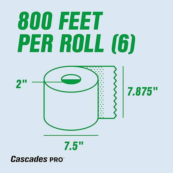 Cascades PRO Select Strong and Absorbent Hand Paper Towels - Suitable for Most Universal Dispensers - Paper Towel Rolls Bulk - 800 Feet/ Roll, 6 Rolls/Pack - H080 - White