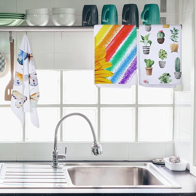 Patelai 10 Pieces Sublimation Dishtowel Absorbent Multi Purpose Kitchen Dish Towels Blank DIY Dishcloth Bathroom Towel for Fall Christmas Kitchen Home Decor,16 x 24 Inch