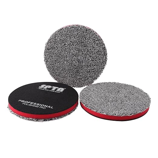 SPTA 5"(125MM) Microfiber Cutting Pads, 3PCS Soft Microfiber Wax Removal Pad, Detailing Wax Applicator Pad, for Waxing and Polishing&Scratch and Vortex Removal, Ultrafine Fiber