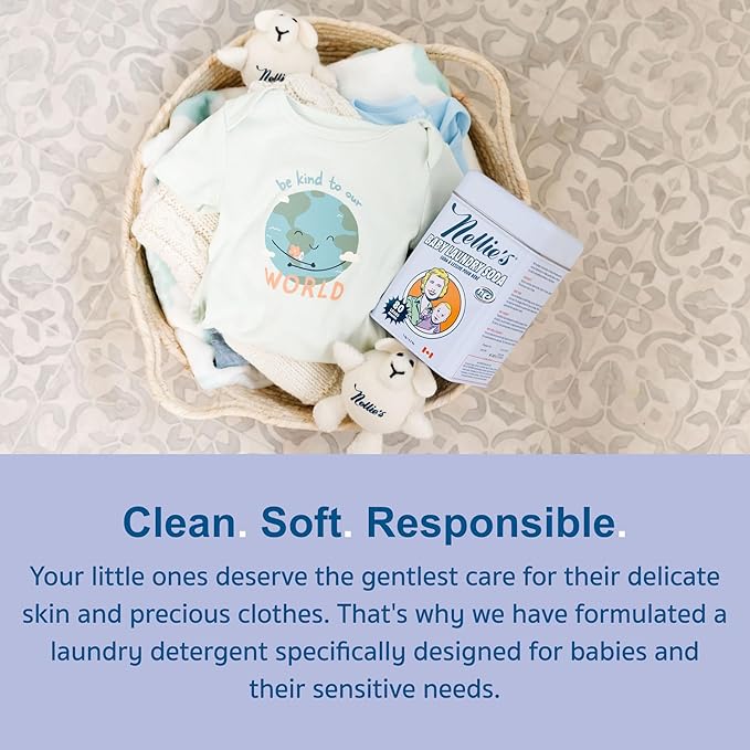 Nellie’s Baby Laundry Soda Tin – 80 Loads – Gentle Powdered Detergent for Delicate Fabrics – Fragrance-Free Formula - 80 Loads - Made in Canada