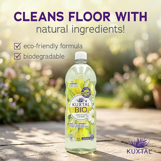 KUXTAL Natural Floor Cleaner, Pet Safe, Multi Surface Floor Cleaner, Biodegradable Formula with Natural Extracts, Floor Cleaner for Mopping Wood, Tile & Hard Floors, Floral Scent, 3 Pack, 27.7 fl oz.