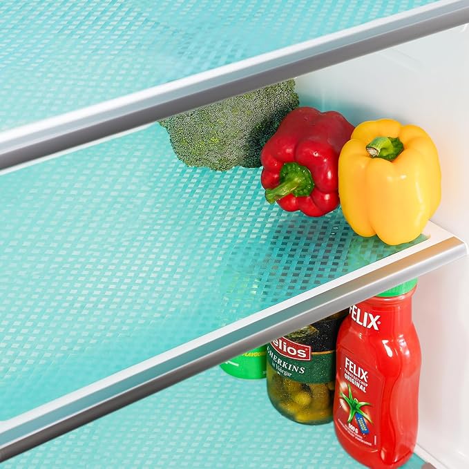 Bloss Refrigerator Liners for Shelves/Refrigerator Mats Liners/Washable Fridge Liners/Wire Shelf Liner, Drawer Liners (Blue, 18"x 236")