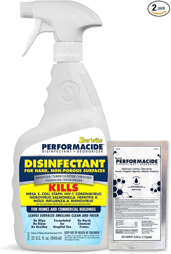 Performacide Disinfectant - Kills COVID-19 Virus in 30 Seconds - No Rinse, No Wipe, No Residue - Just Add Water - 32 OZ. Single Kit (102032)