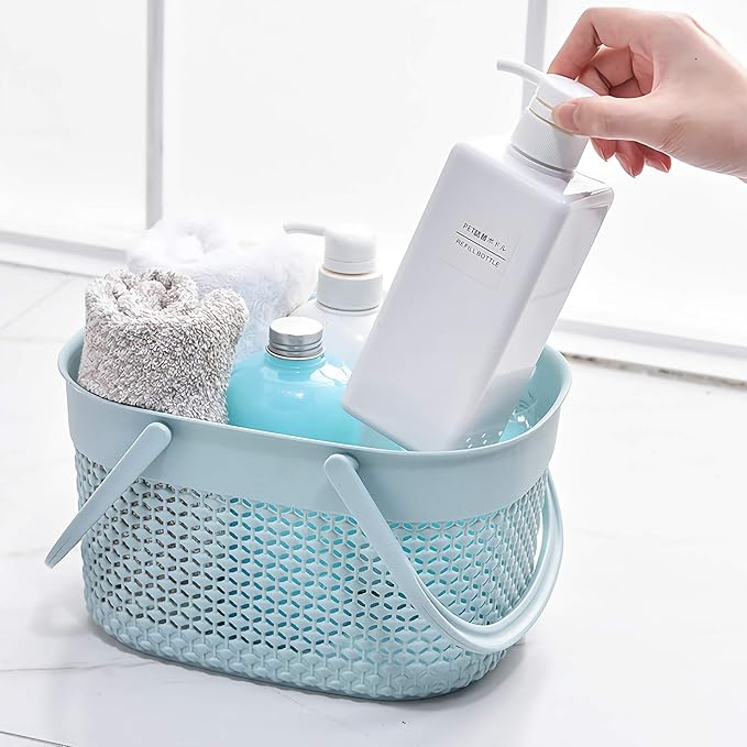 rejomiik Portable Shower Caddy Basket Plastic Cleaning Caddy Organizer Storage Tote with Handle for Bathroom, College, Dorm Room Essentials, Pink