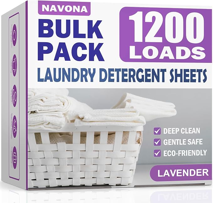1200 Loads Laundry Detergent Sheets, Eco-friendly Laundry Sheets, Powerful Cleaning, Suitable for Homes, Dorms, and Apartments - [Lavender Fragrance]