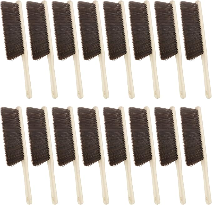16PCS Wooden Dust Brush Hand Broom Hand Brush with Long Wood Handle Soft Bristle Bench Brush for Cleaning Car Bed Sofa Fireplace Couch Clothes