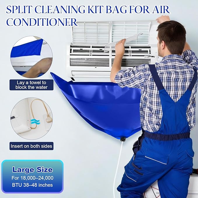 Large Size Mini Split Cleaning Kit, 14 Pcs Mini Split Cleaning Bag with 2L High Pressure Sprayer, Professional Ac Cleaning Kit Fit for Systems Lengths from 38" to 48"