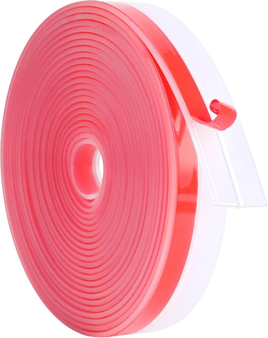 ToLanbbt Weather Stripping Silicone Door Seal Strip 1 in x 20 ft Door Draft Stopper Self Adhesive Door Draft Tape, Side & Bottom Gaps Insulation Strip for Glass Shower Door Sliding Door Window, Clear