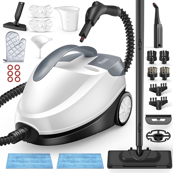Steam Cleaner with 28 Accessories for Home, 1800W Powerful Multipurpose Steam Mop with 1.5L Tank for Floor Cleaning, Chemical-Free Heavy Duty Steamer for Cleaning Floors, Couch, Tile, Grout and Car