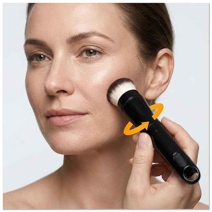 360° Electric Rotating Auto Makeup Brush with 2 Replaceable Brush Heads, Blending For Liquid Foundation, 2 Adjustable Speeds, Fast and Smart Electric Makeup Application, Time-Saving, Gifts For Women