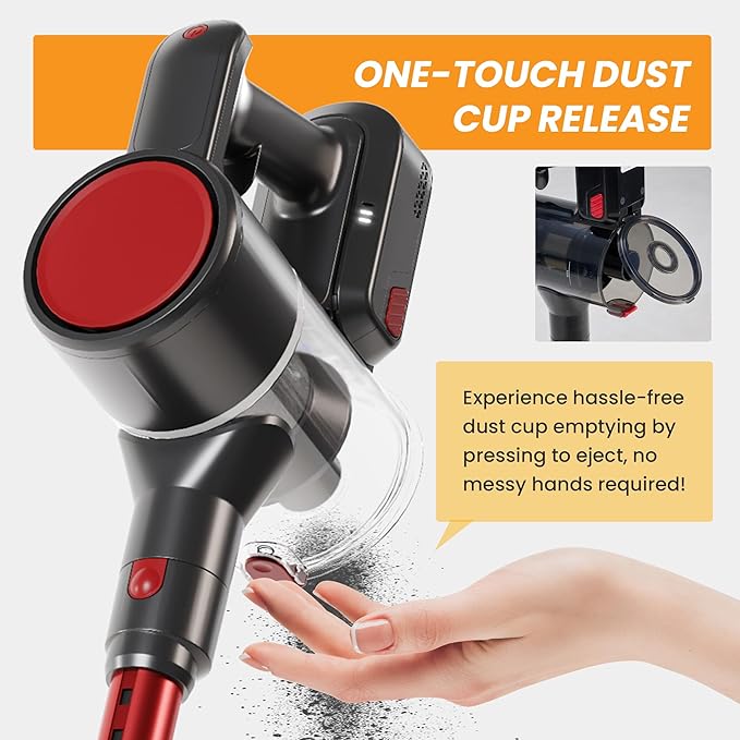 NEWBULIG Cordless Vacuum Cleaner, Removable Stick Vacuum with LED Touch Screen, Self-Standing, 35Mins Runtime, Lightweight Handheld for Pet Hair, Hard Floor, Carpet