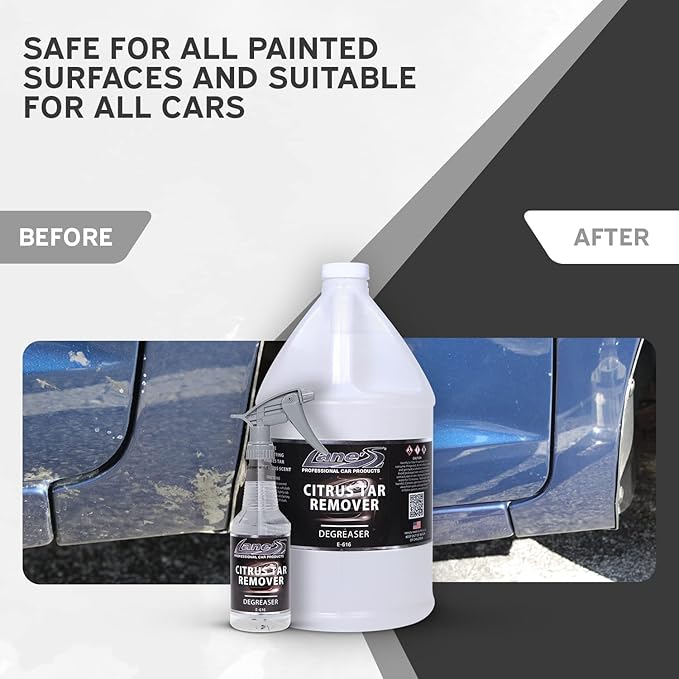 LANE'S Citrus Tar Remover- Tar Remover for Cars, Degreases and Removes Road Tar, Pleasant Citrus Smell, Safe for all Automotives- 128 oz