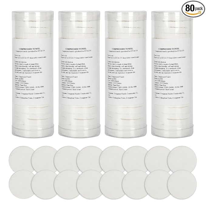 Towel Refills for Hot Towel Dispenser, Towels for Hot Face Towel Heater Machine, 80Pcs Disposable Compressed Face Towels (4 Buckets)