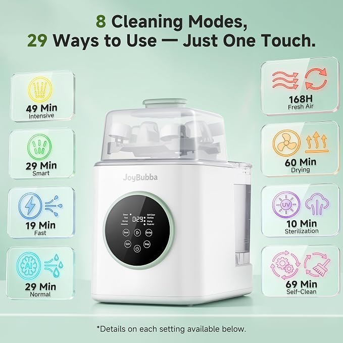 Baby Bottle Washer and Sterilizer with Dryer – 19-Min Fast All-in-One Machine for Baby Bottles, Pump Parts & Accessories, 3 High-Temp Sterilization Modes, 60 Cleaning Tablets