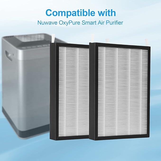 2 Packs Replacement Filter Compatible with Nuwave OxyPure X-Large Area Air Purifier 47001, 47002, 47003, 47004, 47005, and 47006, 2-in-1 H13 True HEPA and Activated Carbon Filter