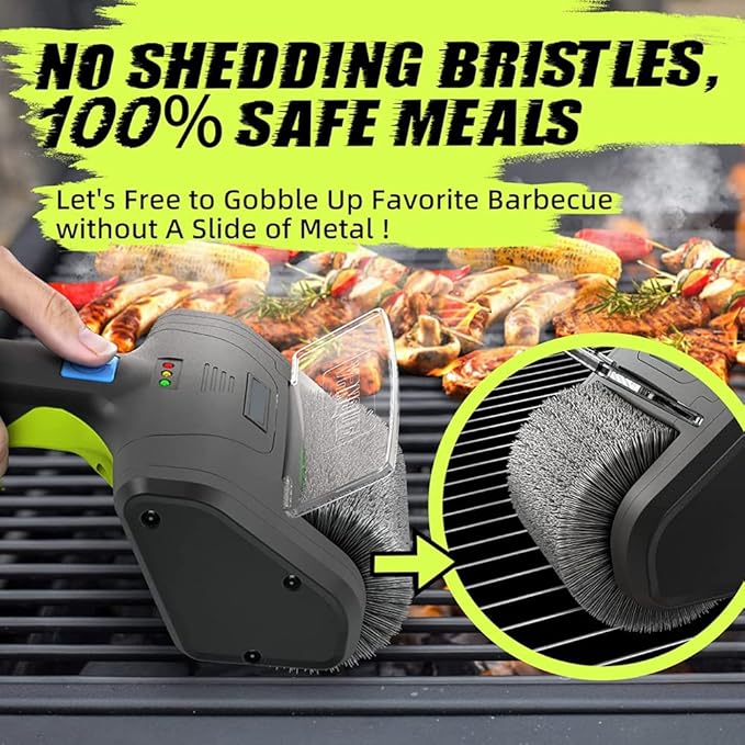 Cordless Rechargeable Grill Brush PURAMI Safe Grilling Rescue Gift No Shedding Bristles, 360° Rotating Cleaner Brush, Lithum 8V 700r/min Heavy Duty BBQ Accessories for Grill bot