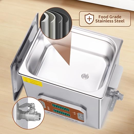 SOUTH BASE Ultrasonic Cleaner,10L Sonic Cleaner with Cleaning Basket,Timer&Heater,240W Touch Control Ultrasonic Cleaning Machine for Cleaning Gun,Engine,Carburetor Parts,Chain