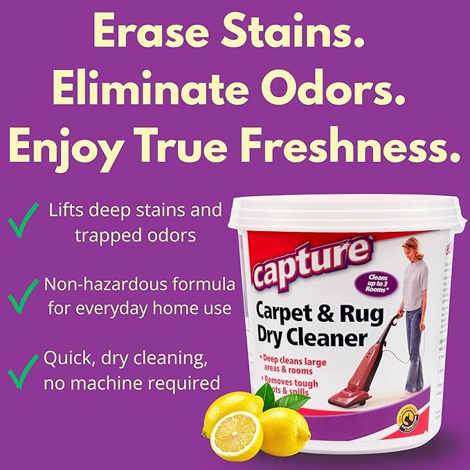 Capture Carpet & Rug Dry Cleaner: Carpet Deodorizer & Freshener Powder - Pet Odor Eliminator - Spot & Stain Remover - Fresh Natural Scent - Carpet Cleaner Powder - Dry Rug Powder Cleaner (2.5 lb)